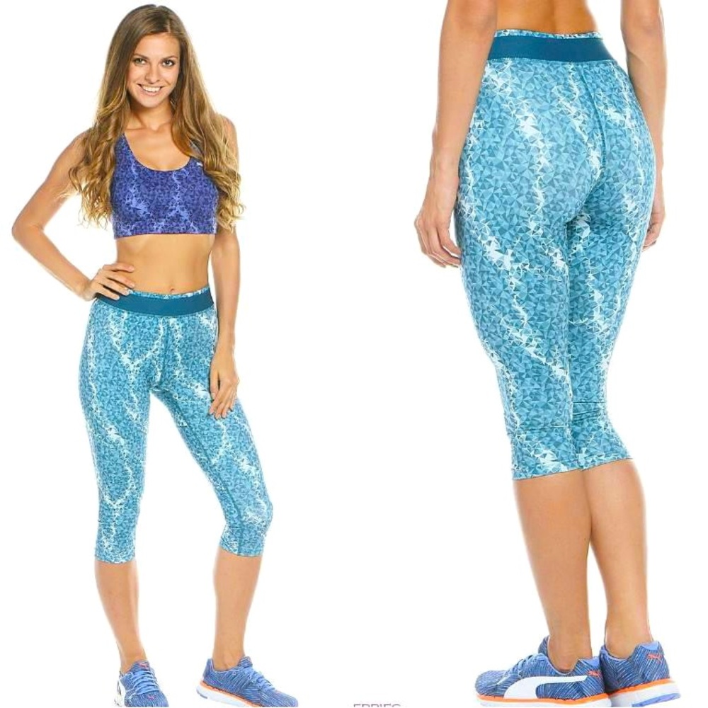 Puma Capri Leggings All Eyes On Me Size L Blue Coral - Tapestry Blue